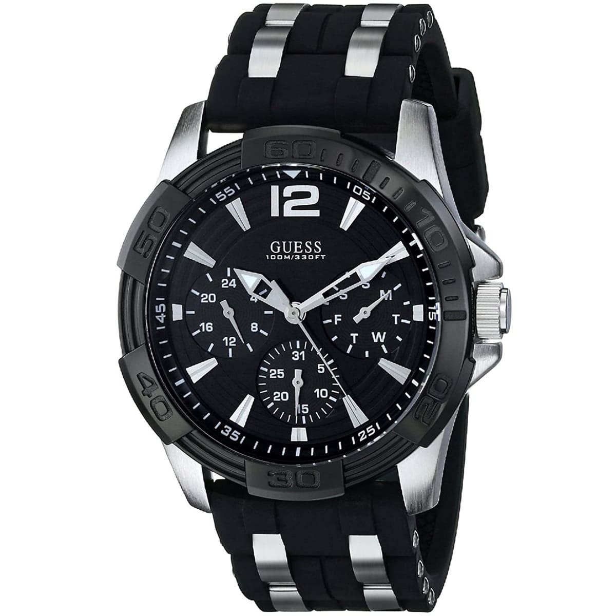  Shop Authentic Guess Oasis Black Dial Black Rubber Strap Watch for Men - W0366G1 - Luxxuri