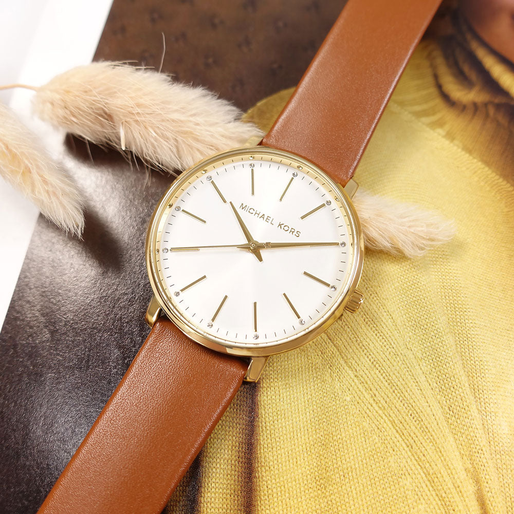  Shop Authentic Michael Kors Pyper Quartz Silver Dial Brown Leather Watch For Women - MK2740 - Luxxuri