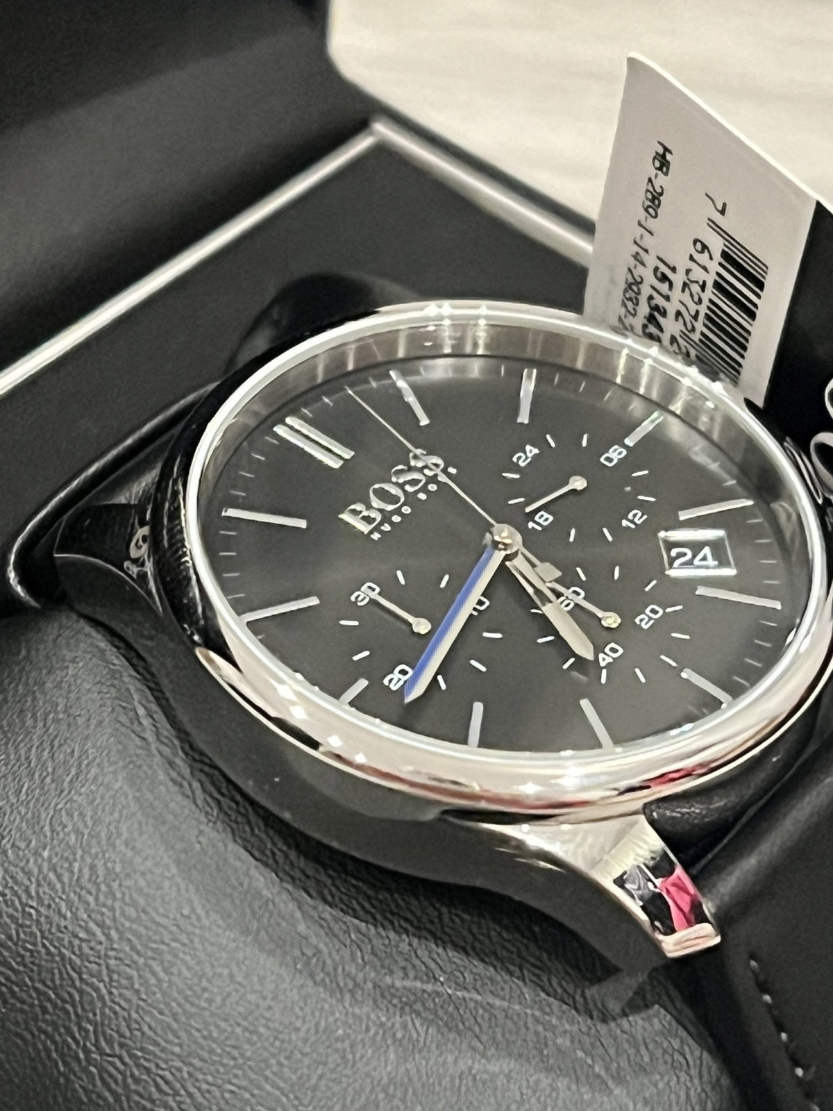  Shop Authentic Hugo Boss Time One Chronograph Black Dial Black Leather Strap Watch for Men - 1513430 - Luxxuri
