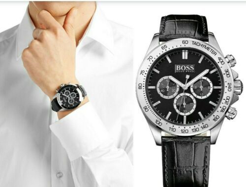  Shop Authentic Hugo Boss Ikon Black Dial Black Leather Strap Watch for Men - 1513178 - Luxxuri