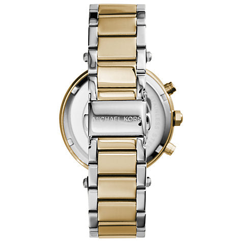 Shop Authentic Michael Kors Parker Chronograph Silver Dial Two Tone Steel Strap Watch For Women - MK5687 - Luxxuri