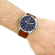  Shop Authentic Fossil Forrester Chronograph Blue Dial Brown Leather Strap Watch for Men -  S5607 - Luxxuri