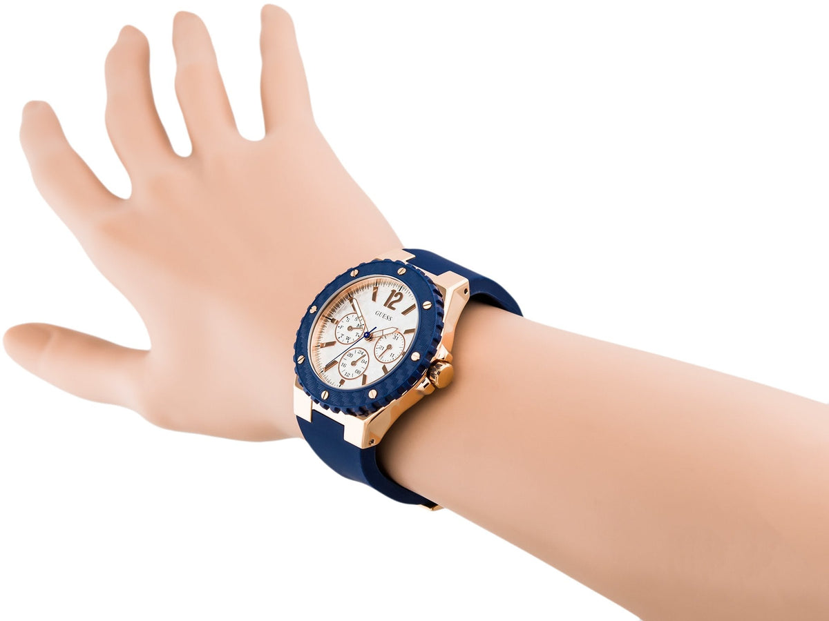  Shop Authentic Guess Overdrive White Dial Blue Rubber Strap Watch for Women - W0149L5 - Luxxuri