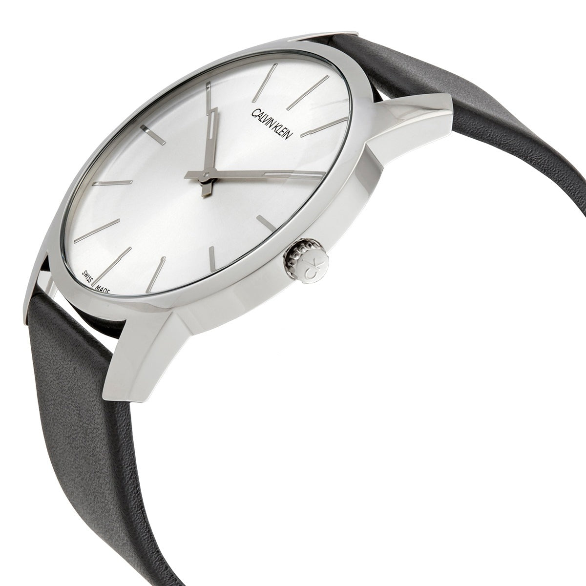  Shop Authentic Calvin Klein City White Dial Black Leather Strap Watch For Men - K2G211C6 - Luxxuri