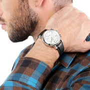  Shop Authentic Fossil Buchanan Chronograph Silver Dial Black Leather Strap Watch for Men - FS5102 - Luxxuri
