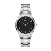  Shop Authentic Daniel Wellington Iconic Link Black Dial Silver Steel Strap Watch For Women - DW00100342 - Luxxuri
