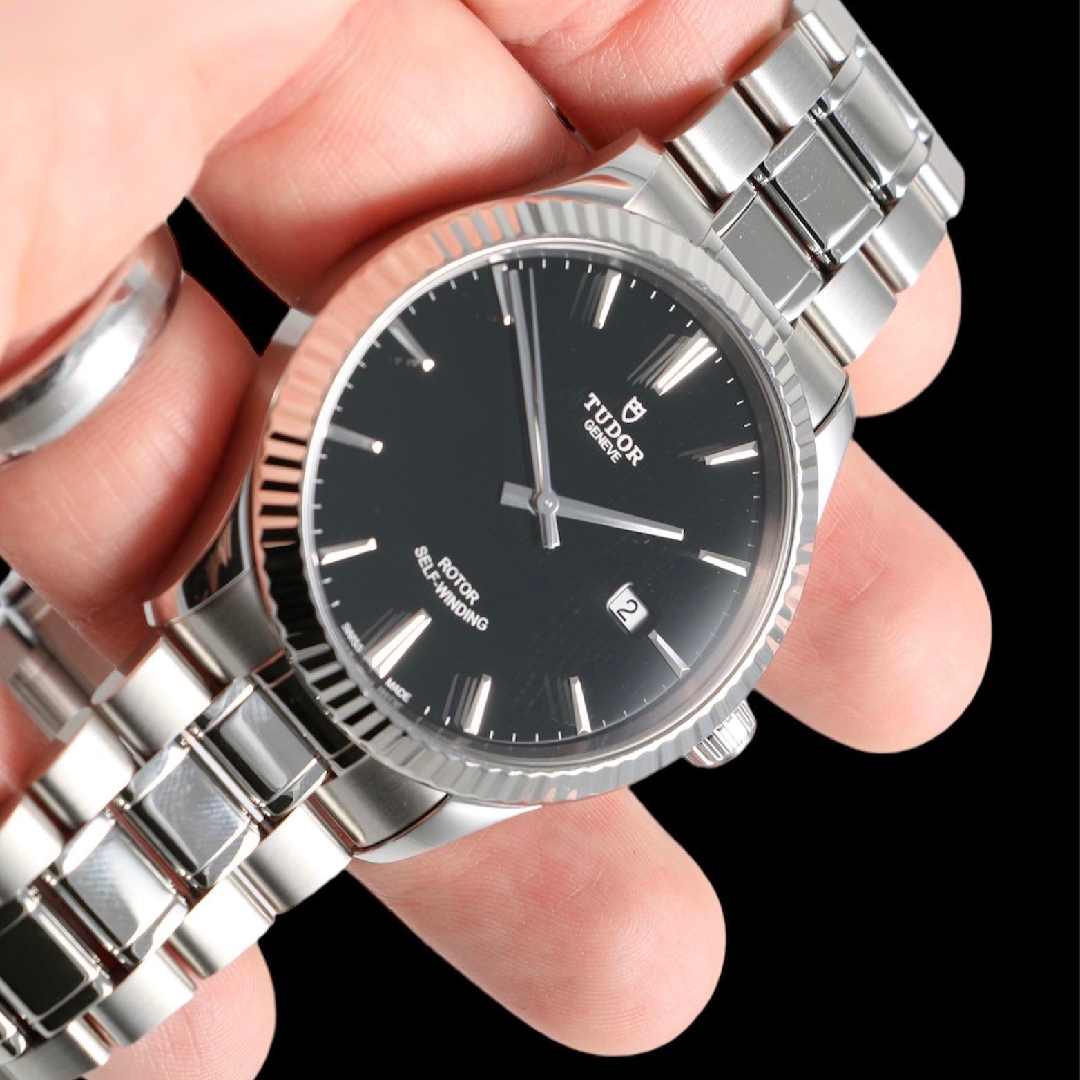  Shop Authentic Tudor Style Automatic Black Dial Silver Steel Strap Watch for Men - M12710-0003 - Luxxuri