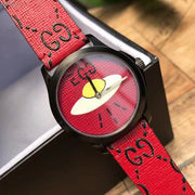  Shop Authentic Gucci G Timeless Ghost Red Dial Red Leather Strap Watch For Men - YA1264023 - Luxxuri