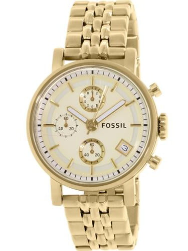  Shop Authentic Fossil Boyfriend Chronograph Gold Dial Gold Steel Strap Watch for Women - ES2197 - Luxxuri