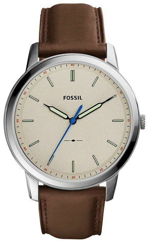  Shop Authentic Fossil Minimalist Off White Dial Brown Leather Strap Watch for Men - FS5306 - Luxxuri