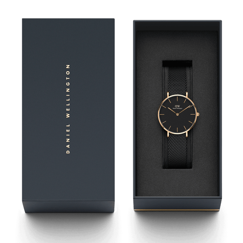  Shop Authentic Daniel Wellington Petite Ashfield Black Dial Black Mesh Strap Watch for Women - DW00100307 - Luxxuri