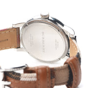  Shop Authentic Burberry Utilitarian White Dial Multicolor Leather Strap Watch for Women - BU7824 - Luxxuri