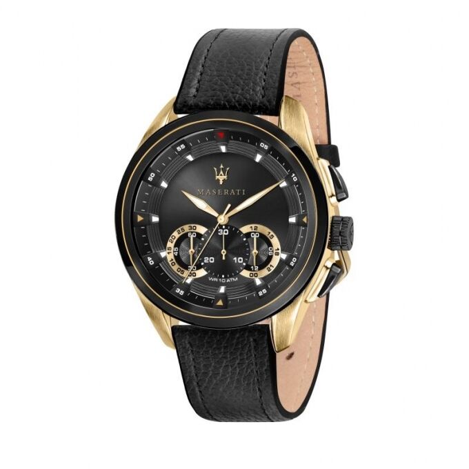  Shop Authentic Maserati Traguardo Chronograph Black Dial Black Leather Strap Watch For Men - R8871612033 - Luxxuri
