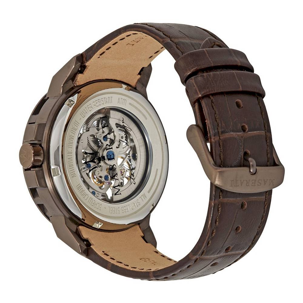  Shop Authentic Maserati Ingegno Automatic White Skeleton Dial Brown Leather Strap Watch For Men - R8821119003 - Luxxuri