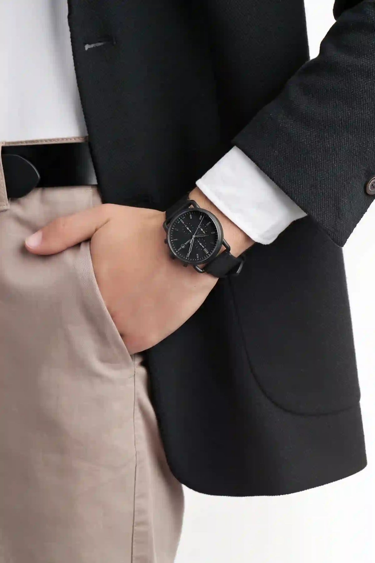  Shop Authentic Fossil Commuter Black Dial Black Leather Strap Watch for for Men - FS5504 - Luxxuri