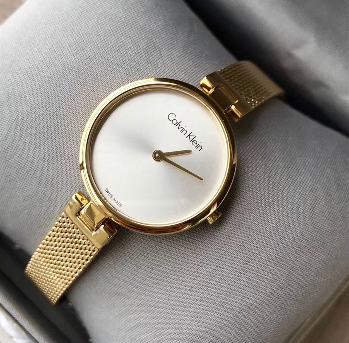  Shop Authentic Calvin Klein Authentic White Dial Rose Gold Mesh Bracelet Watch for Women - K8G23526 - Luxxuri