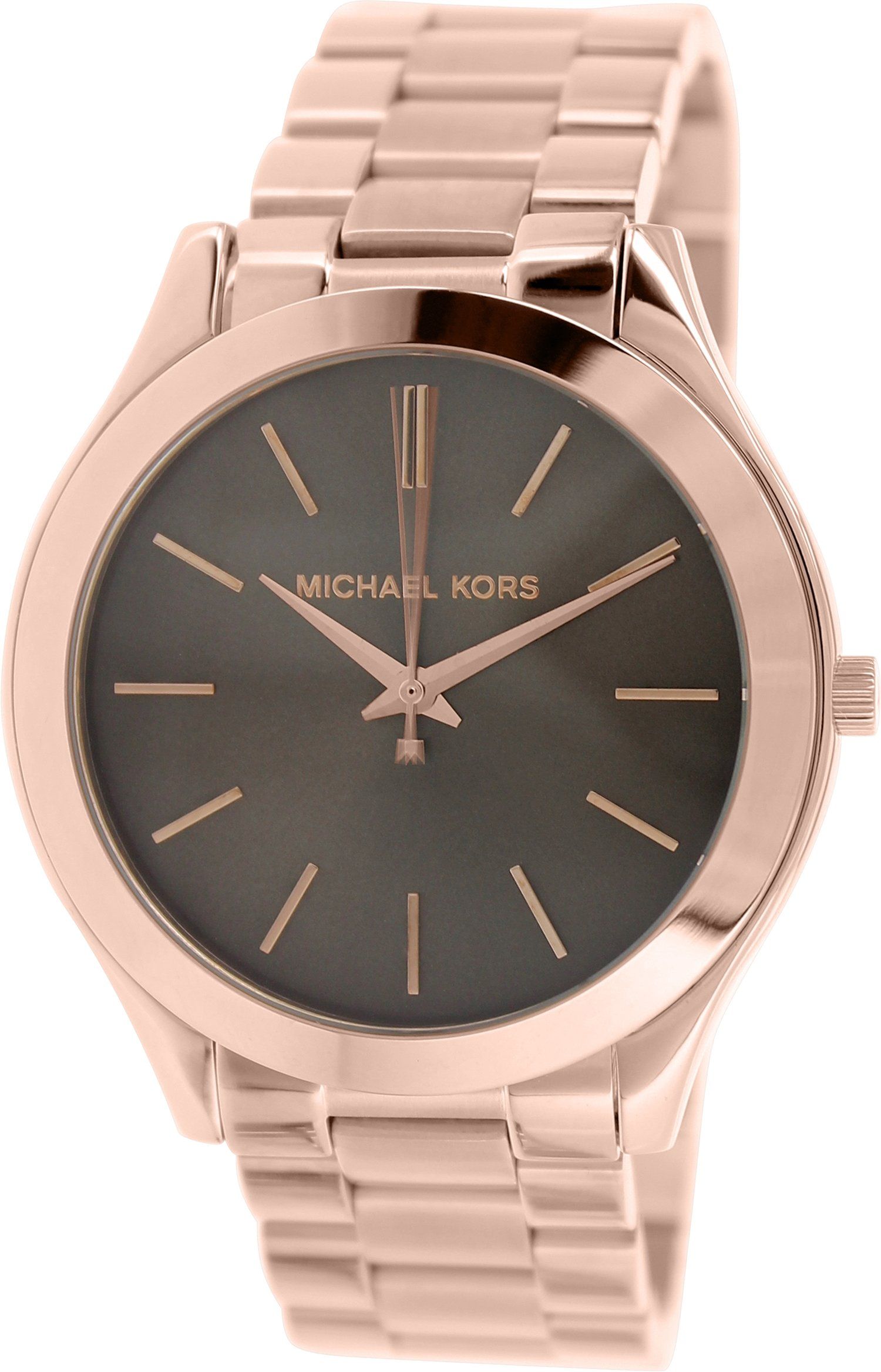  Shop Authentic Michael Kors Slim Runway Brown Dial Rose Gold Stainless Steel Strap Watch for Women - MK3181 - Luxxuri