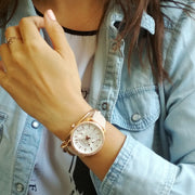  Shop Authentic Fossil Tailor Quartz White Dial Pink Leather Strap Watch for Women - ES4393 - Luxxuri
