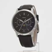  Shop Authentic Fossil Neutra Minimalist Moonphase Black Dial Black Leather Strap Watch for Men - FS5904 - Luxxuri
