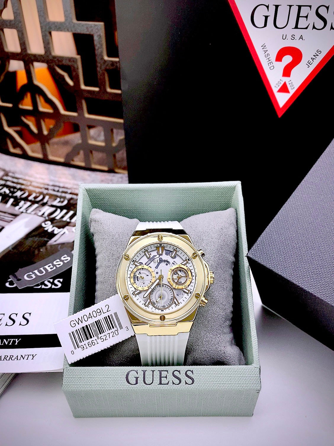  Shop Authentic Guess Athena White Dial White Rubber Strap Watch for Women - GW0409L2 - Luxxuri