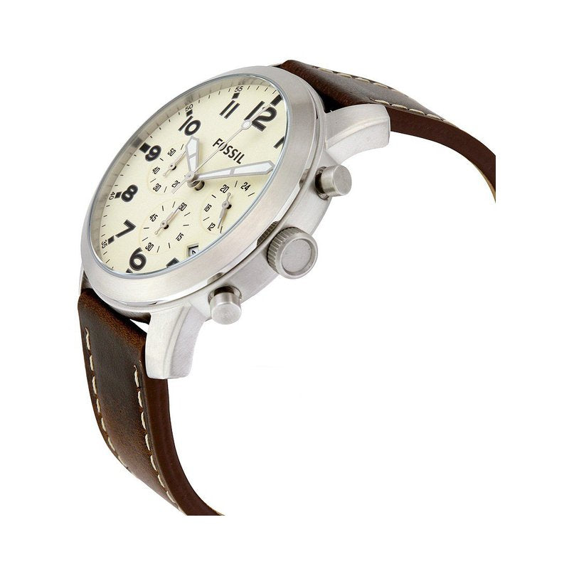  Shop Authentic Fossil Pilot Chronograph White Dial Brown Leather Strap Watch for Men - FS5146 - Luxxuri