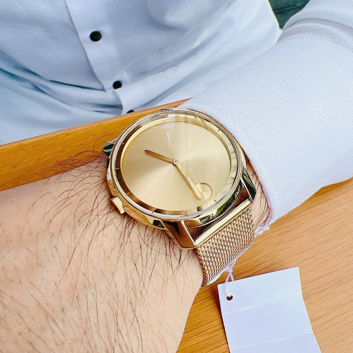  Shop Authentic Movado Bold Gold Dial Gold Mesh Bracelet Watch For Men - 3600373 - Luxxuri