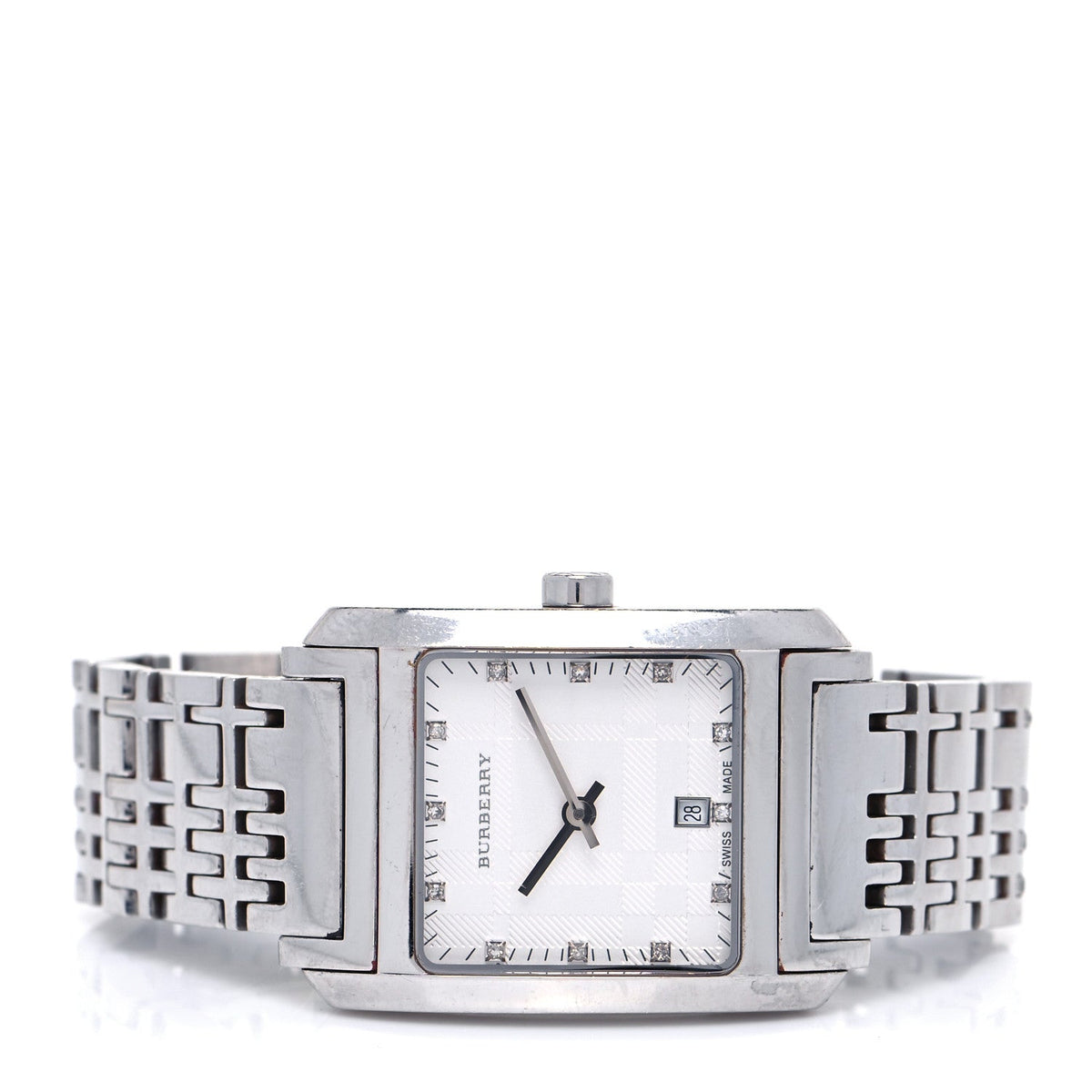  Shop Authentic Burberry Heritage Diamond White Dial Silver Stainless Steel Strap Watch for Women - BU1583 - Luxxuri