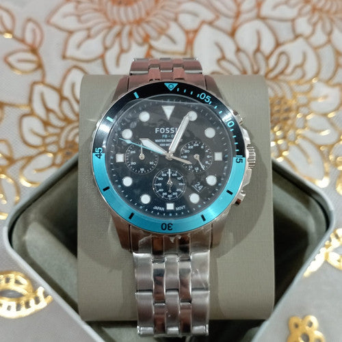  Shop Authentic Fossil FB-01 Chronograph Black Dial Silver Steel Strap Watch for Men - FS5827 - Luxxuri