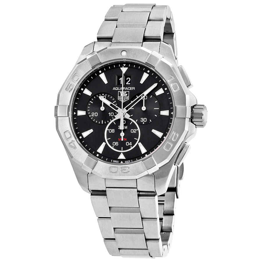  Shop Authentic Tag Heuer Aquaracer Chronograph Black Dial Silver Steel Strap Watch for Men - CAY1110.BA0927 - Luxxuri