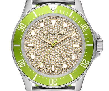  Shop Authentic Michael Kors Everest Three Hand Crystals Silver Dial Green Silicone Strap Watch For Women - MK7360 - Luxxuri