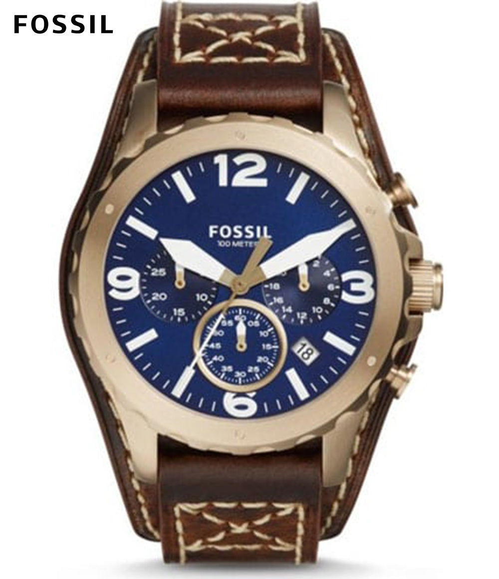  Shop Authentic Fossil Nate Chronograph Blue Dial Brown Leather Strap Watch for Men - JR1505 - Luxxuri