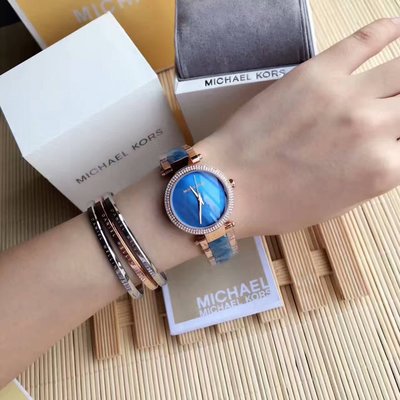  Shop Authentic Michael Kors Parker Blue Mother of Pearl Dial Two Tone Steel Strap  Watch for Women - MK6491 - Luxxuri