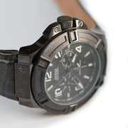  Shop Authentic Guess Rigor Analog Black Dial Black Leather Strap Watch For Men - W0040G1 - Luxxuri