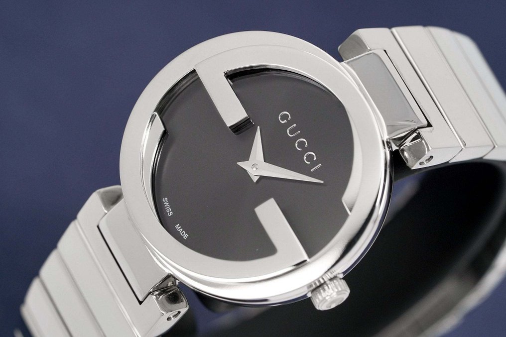  Shop Authentic Gucci Interlocking G Quartz Black Dial Black Steel Strap Watch For Women - YA133502 - Luxxuri