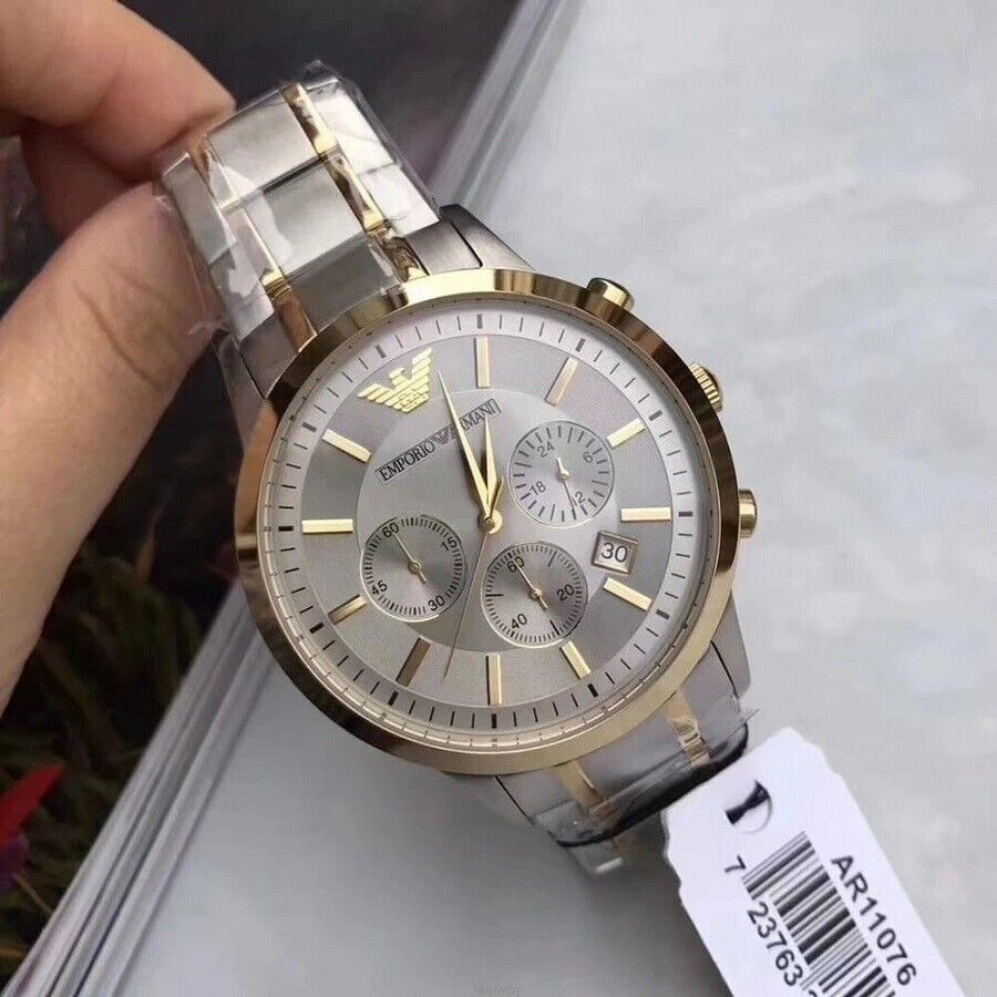  Shop Authentic Emporio Armani Renato Chronograph Quartz Silver Dial Two Tone Steel Strap Watch For Men - AR11076 - Luxxuri
