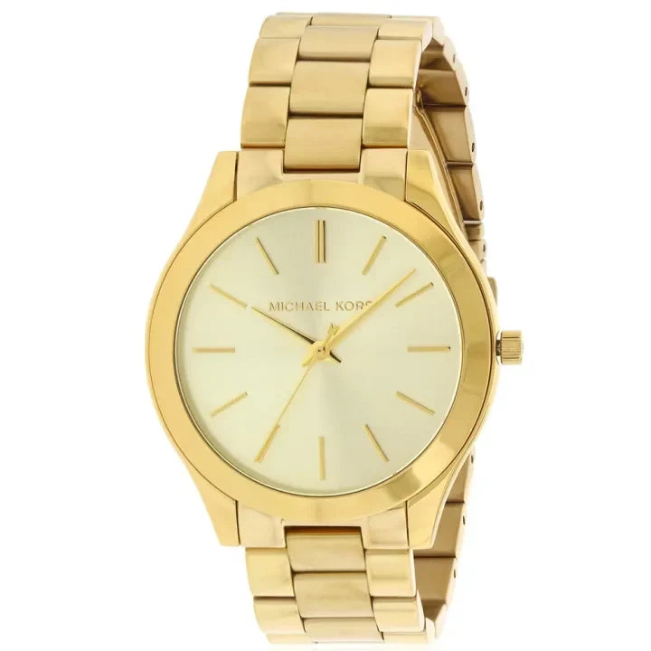  Shop Authentic Michael Kors Slim Runway Gold Dial Gold Stainless Steel Strap Watch for Women - MK3179 - Luxxuri