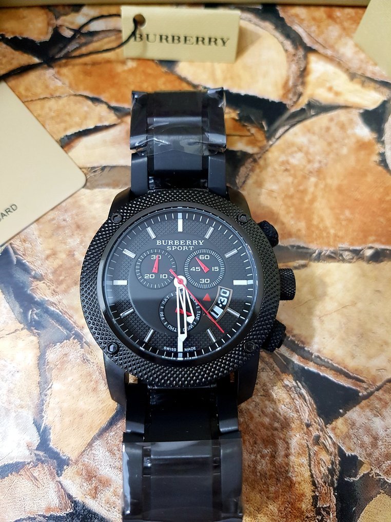  Shop Authentic Burberry Sport Chronograph Black Dial Black Steel Strap Watch for Men - BU7703 - Luxxuri
