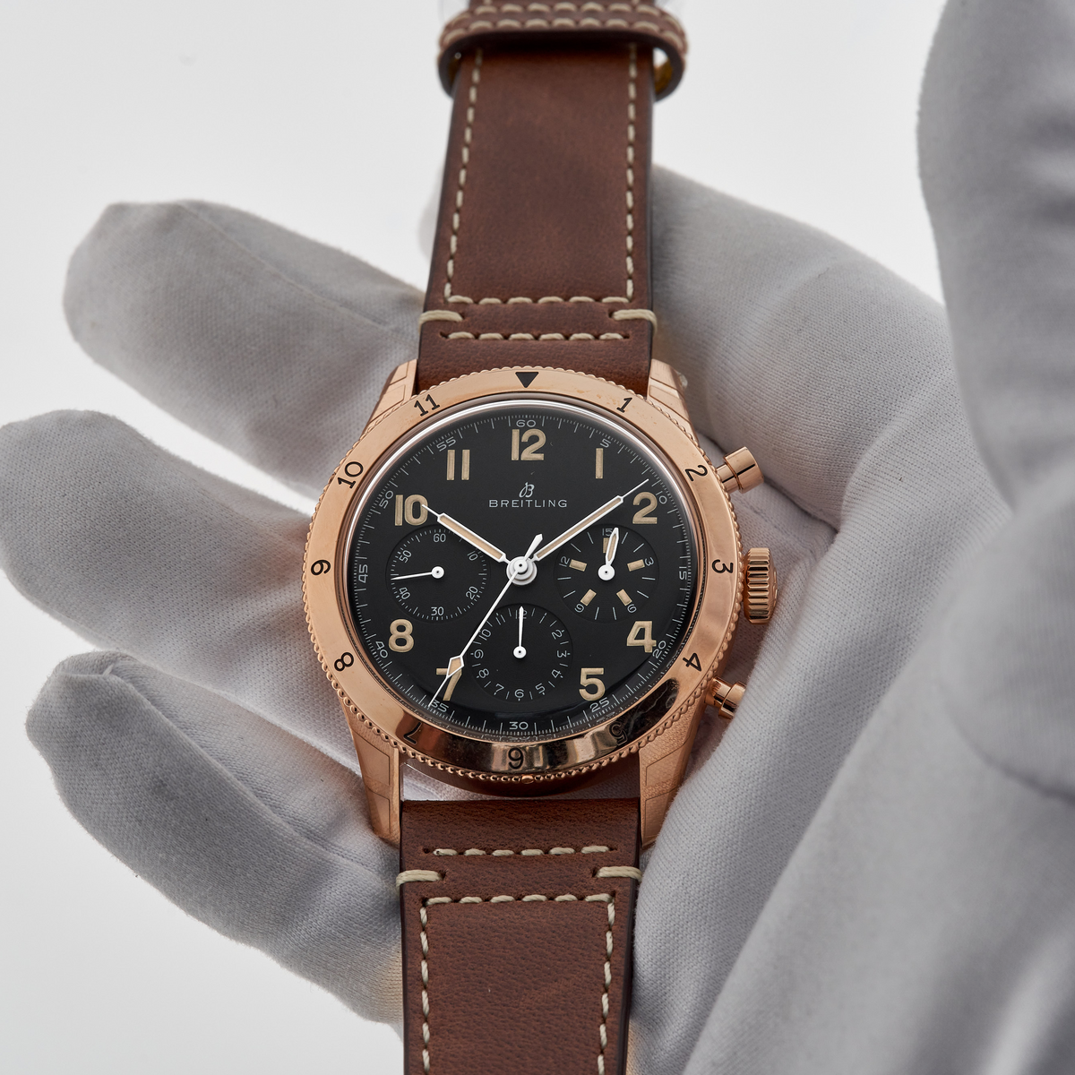  Shop Authentic Breitling Avi 1953 Edition Black Dial Brown Leather Strap Watch for Men - RB0920131B1X1 - Luxxuri