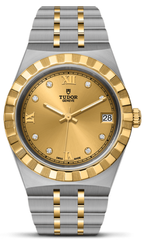  Shop Authentic Tudor Royal Automatic Diamonds Gold Dial Two Tone Steel Strap Watch for Men - M28603-0006 - Luxxuri