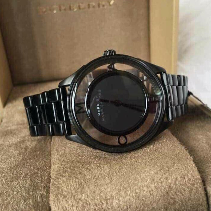  Shop Authentic Marc Jacobs Tether Transparent Black Dial Black Steel Strap Watch for Women - MBM3419 - Luxxuri