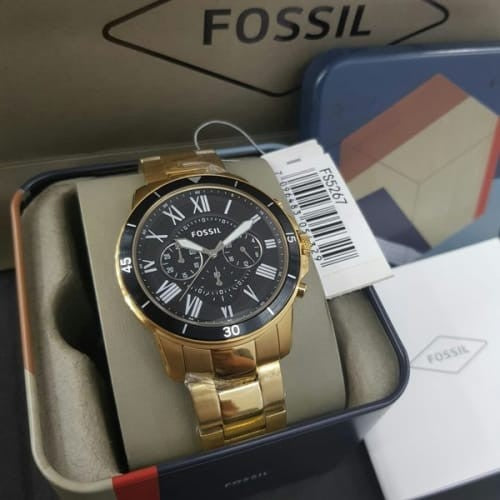  Shop Authentic Fossil Inscription Automatic Black Dial Gold Steel Strap Watch for Men - FS5267 - Luxxuri