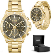  Shop Authentic Hugo Boss Troper Chronograph Green Dial Gold Steel Strap Watch For Men - 1514059 - Luxxuri