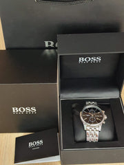  Shop Authentic Hugo Boss Jet Black Dial Silver Steel Strap Watch for Men - 1513383 - Luxxuri