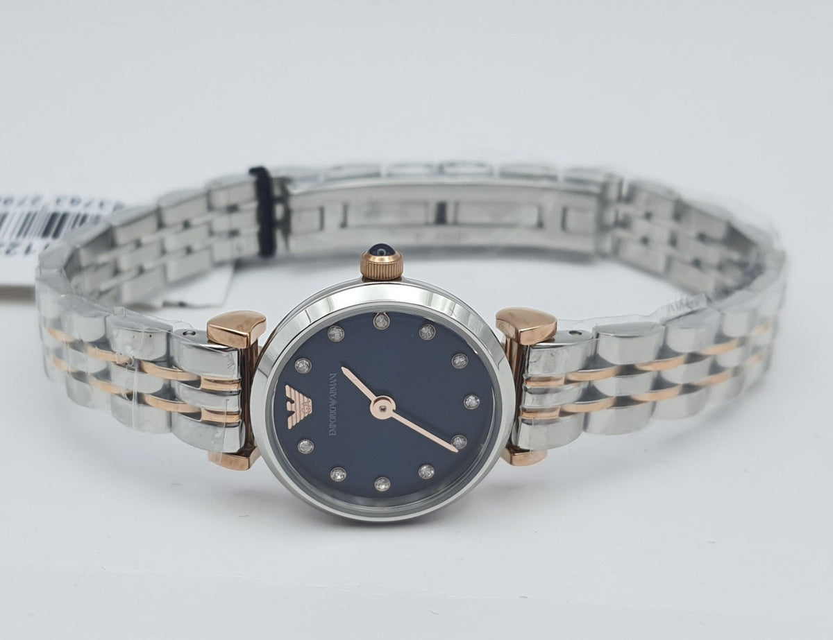  Shop Authentic Emporio Armani Gianni T Bar Quartz Blue Dial Two Tone Steel Strap Watch For Women - AR11222 - Luxxuri