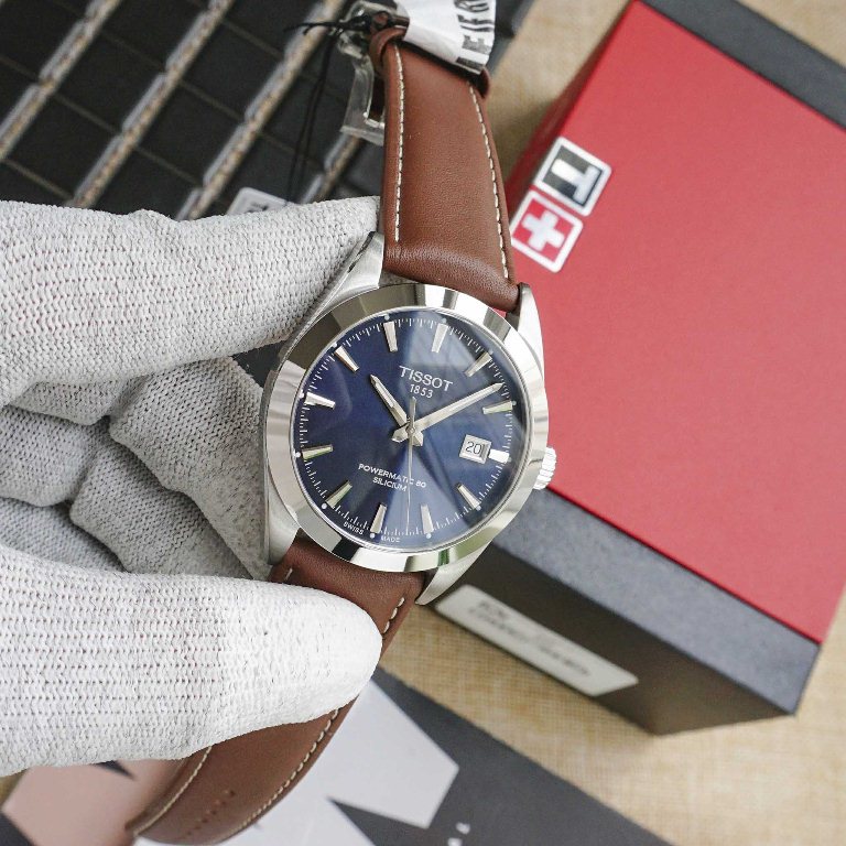  Shop Authentic Tissot Gentleman Powermatic 80 Silicium Blue Dial Brown Leather Strap Watch For Men - T127.407.16.041.00 - Luxxuri