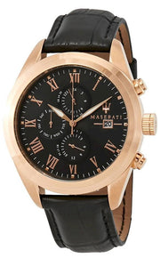  Shop Authentic Maserati Traguardo Chronograph Black Dial Black Leather Strap Watch For Men - R8871612002 - Luxxuri