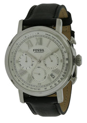  Shop Authentic Fossil Buchanan Chronograph Silver Dial Black Leather Strap Watch for Men - FS5102 - Luxxuri