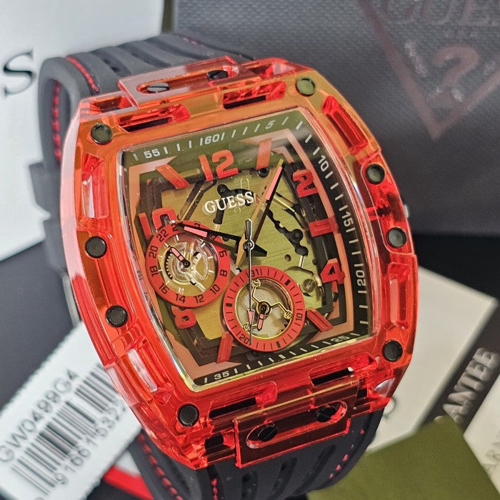  Shop Authentic Guess Phoenix Multifunction Analog Red Dial Black Silicone Strap Watch For Men - GW0499G4 - Luxxuri