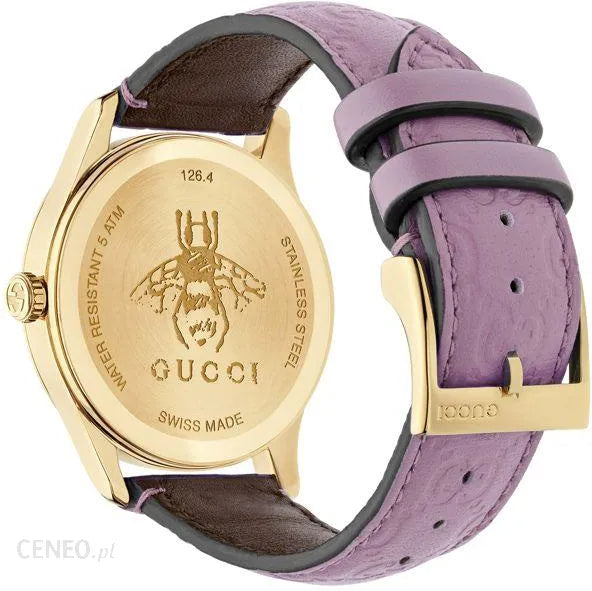  Shop Authentic Gucci G Timeless Quartz Lilac Dial Lilac Leather Strap Watch For Women - YA1264098 - Luxxuri
