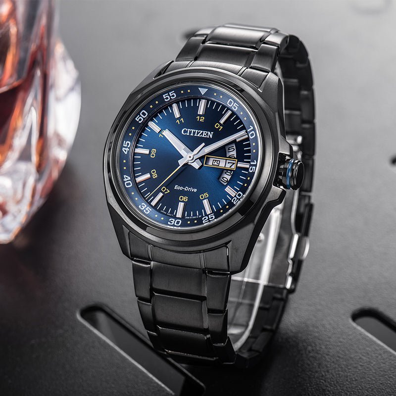  Shop Authentic Citizen Eco Drive Blue Dial Black Steel Strap Watch For Men - AW0024-58LB - Luxxuri